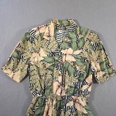 Vintage Tabby of California Dress Womens 6 Green Floral Safari Midi Flare 80s