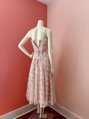 Vintage 70s 80s Pink Lace Romantic Formal prom coquette party Dress USA XS XXS