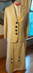 Antique 1910’s Edwardian Woman’s Tailor-Made Walking Suit Ivory Wool Serge