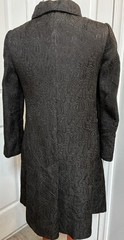 Vintage 1960s Tailor-Made Black Paisley Jacquard Princess Coat Modern XS/ Small