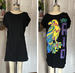 VINTAGE 1980s BLK “RIO Brasil” Tourist Mini dolman T-Shirt Shirt Dress *MEDIUM*
