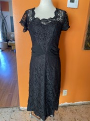 Vintage 1950s 50s Cocktail Black Wiggle Dress Sz M