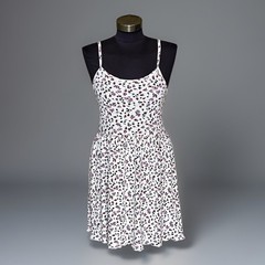 Vintage 90s Ditzy Floral Print Ribbed Sundress Mini Dress Cottagecore Grunge M
