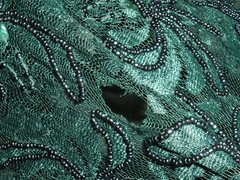 Vtg Skirt LAURENCE KAZAR NY Green Beaded XL Holiday Costume Evening wear Repair