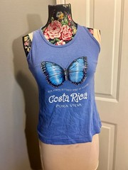 Vintage Costa Rica Blue Morpho Butterfly Tank Top Pura Vida Spirit of Nature S