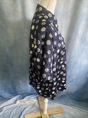 Vtg 80s Da-Rue Draper’s & Damon’s Navy Medallion Paisley Blouse Shirt 14P USA