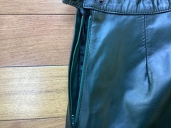 Vintage 90s Comint Very Deep Green Leather Side Zip Miniskirt Sz 7/8