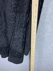 VTG Black Persian Lamb Broadtail Coat Mink Fur Collar Glam Classic S/M Old Money