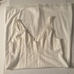 White Full Slip Lingerie Dress by BARBIZON Size 14.5 Lace Bodice Trim S M