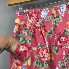 Vtg 90s Liz Claiborne Lizsport Floral Shorts Sz 8 Pink Rose High Waisted Pleated