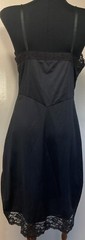 Vintage Full Ink Black Slip Satin and Lace by Susan Wells Size 36 Average (C37L)