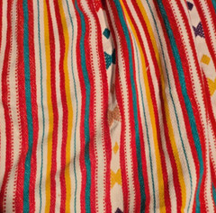 Vintage 1960s Striped A line Skirt Small Handmade Red Blue Lollipop Stripe