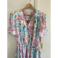 Vintage Von Bramlett Floral Dress 22W Pink Cottagecore Grandmacore USA