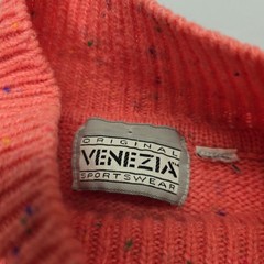 Venezia Sportswear Vintage XL Pink Confetti Speckled Knit Mock Neck Sweater