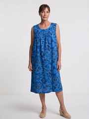 Ui-Maikai Muumuu Dress Womens Blue Hawaiian Tropical Vacation Folk Vintage.