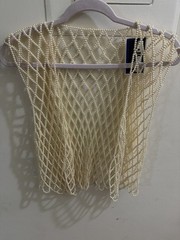 Capelli New York Pearl Beaded Net Shawl Overlay 17×19 in Vintage Style RARE