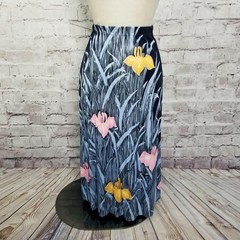 Vintage 70s Mac Tac of Paris for Leonard Sunshine Navy Floral Nylon Skirt Set