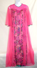Vintage Sterling Sophisticates 2 in 1 Multicolor Pink Floral Lounger Robe Sz-Sm