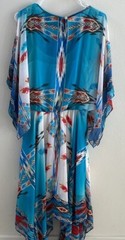 Vintage Collections Southwestern Aztec Blue Beaded Handkerchief Dress Sz S