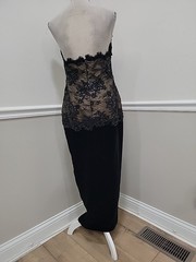 VTG’80s San Carlio Saks Fifth Avenue Black Lace Corset Velvet Gown Evening 10