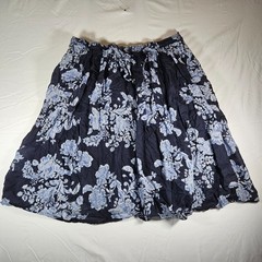 Vintage Jane Ashley Floral Cotton Midi Skirt Plus Size 3X Navy Blue Cottagecore
