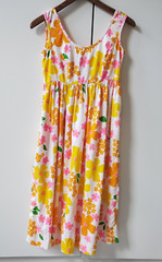 Vintage 1960s Mod PSYCHEDELIC Hawaiian Baby Doll Tiki Dress Midi Kaftan Cotton