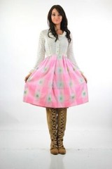 Vintage VTG 60s hippie boho dress pink white gingham print