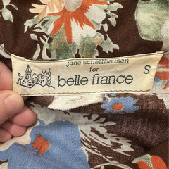 Vintage 1970s Jane Schaffhausen for Belle France Brown Floral Tiered Maxi Dress