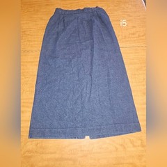 Vintage 80s Willow Bend Denim Blue Jean Midi Skirt Size 10 Preppy Boho Modest i5