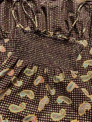 Vintage YOUNG EDWARDIAN DRESS 1970s Maxi Paisley Shoulder Ties Sundress Bohemian