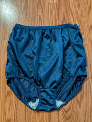 Vintage ASHLEY TAYLOR Navy Blue high rise granny panties nylon USA XL 8 brief