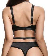 Black Patchwork Hollow Out Satin Criss-Cross Slimming Bodysuit Jumpsuit XL