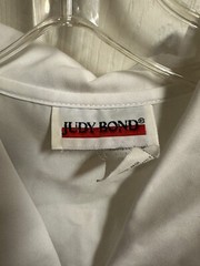 Vintage Judy Bond White Button-Up Blouse with Trim Collar Bow Xl 16 Tuxedo