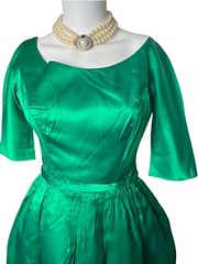 50’s Vintage Fit and Flare – Gorgeous Green Dress Union Made Size 10