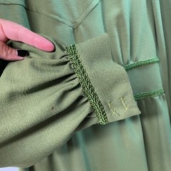Vintage Handmade Maxi Dress 34″ Bust Green 1970s Column Style Long Sleeve