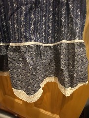 JCPenney navy cotton sun dress spaghetti straps floral lace prairie NWT Large