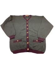 VTG Mackinnon Of Scotland Women’s Lambswool Cardigan Sweater Green Blue 38/40