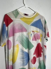 CLOVIS RUFFIN Saks 5th Ave 70s Art Sketch Print Shirt Dress VTG Stranger Things