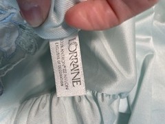 Vintage Lorraine Light Aqua Flowing Silky Anthron Nylon Nightgown Lace Small