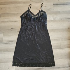 Vtg Sliperfection Black nylon & lace full slip Sz 38 Made In The USA
