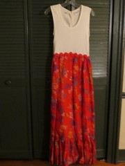 Vtg. 1950’s Lord and Taylor Maxi Floral Mod/Hippie Bold Red Floral Dress