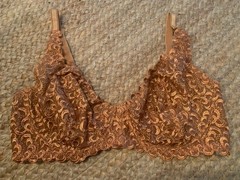 VINTAGE EMBROIDERED BRA BY Q-T SIZE 40DD BRONZE NO PADDING UW ADJUSTABLE BEAUTY!