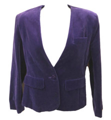 Perry Ellis Petite VTG Portfolio Vintage Purple Violet Velvet Jacket Blazer sz 6