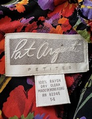 Vintage Pat Argent Petites Vibrant Floral Dolman Sleeve Shift Dress Sz 14 Large