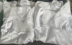 2 1970’s White Nylon Lace front camisole size 44 Union Made 18 inches long