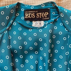 Vintage BUS STOP Silky 1970s Peplum Blouse High Waisted Trousers Pant Suit XS