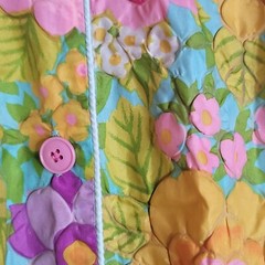 VTG Bright Embossed Floral Loungewear Robe Kaftan Mumu Size M See Measurements