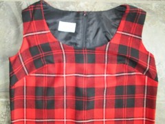VTG Carole King Dress Large Wool Jumper Black Red Plaid Tube Sheathe Zipper EUC