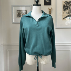 Vintage 70s Clovis Ruffin Ruffinknit Cropped Sweater Green M