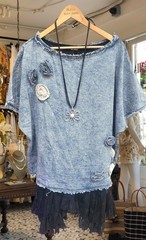 Blue Velvet vintage Style Anthropologie Distressed boho t-shirt Tunic Top Xl Nw